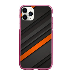 Чехол iPhone 11 Pro матовый Оранжевая полоса на сером фоне