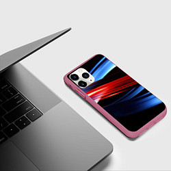Чехол iPhone 11 Pro матовый Синяя и красная абстракция, цвет: 3D-малиновый — фото 2