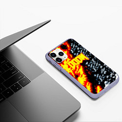 Чехол iPhone 11 Pro матовый Doom огненное лого, цвет: 3D-светло-сиреневый — фото 2