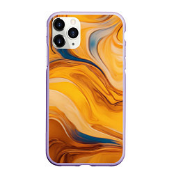 Чехол iPhone 11 Pro матовый Жидкая золотая текстура - нейросеть, цвет: 3D-светло-сиреневый