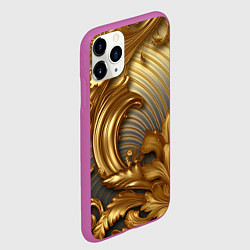 Чехол iPhone 11 Pro матовый Золотая текстура и абстракции, цвет: 3D-фиолетовый — фото 2