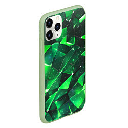 Чехол iPhone 11 Pro матовый Зелёное разбитое стекло, цвет: 3D-салатовый — фото 2