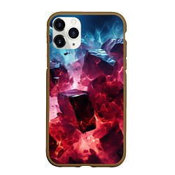 Чехол iPhone 11 Pro матовый Кубы в красном и фиолетовом дыме