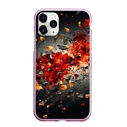 Чехол iPhone 11 Pro матовый Желтые и черные осколки после взрыва, цвет: 3D-розовый