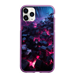 Чехол iPhone 11 Pro матовый Фиолетовые кубы в фиолетовом дыме, цвет: 3D-фиолетовый