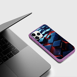 Чехол iPhone 11 Pro матовый Синие плиты абстракция разлома, цвет: 3D-фиолетовый — фото 2