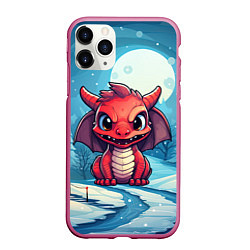Чехол iPhone 11 Pro матовый Злой красный дракоша