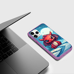 Чехол iPhone 11 Pro матовый Злой красный дракоша, цвет: 3D-фиолетовый — фото 2