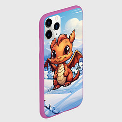 Чехол iPhone 11 Pro матовый Рыжий забавный дракошка, цвет: 3D-фиолетовый — фото 2