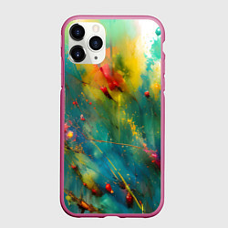 Чехол iPhone 11 Pro матовый Абстрактные мазки краски, цвет: 3D-малиновый