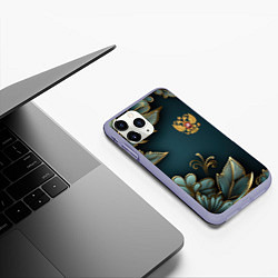 Чехол iPhone 11 Pro матовый Золотые листья и герб России, цвет: 3D-светло-сиреневый — фото 2