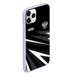 Чехол iPhone 11 Pro матовый Russia - black and white geometry, цвет: 3D-светло-сиреневый — фото 2