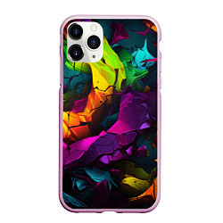 Чехол iPhone 11 Pro матовый Яркие разноцветные краски, цвет: 3D-розовый