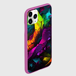 Чехол iPhone 11 Pro матовый Яркие разноцветные краски, цвет: 3D-фиолетовый — фото 2