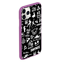 Чехол iPhone 11 Pro матовый Fortnite alllogo black, цвет: 3D-фиолетовый — фото 2