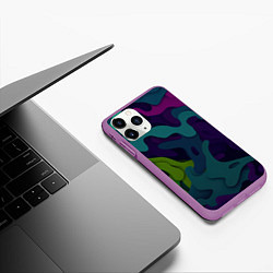 Чехол iPhone 11 Pro матовый Неопределенный яркий камуфляж, цвет: 3D-фиолетовый — фото 2