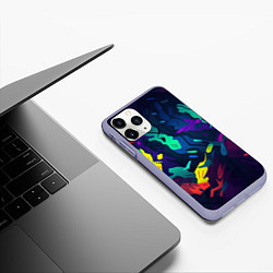 Чехол iPhone 11 Pro матовый Яркая абстракция в стиле камуфляжа, цвет: 3D-светло-сиреневый — фото 2