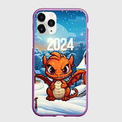Чехол iPhone 11 Pro матовый Угрюмый забавный дракон, цвет: 3D-фиолетовый