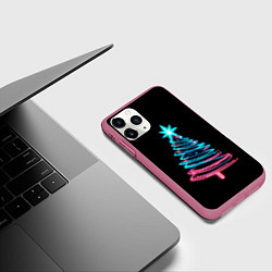 Чехол iPhone 11 Pro матовый Неоновая ёлка, цвет: 3D-малиновый — фото 2