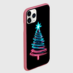 Чехол iPhone 11 Pro матовый Неоновая ёлка, цвет: 3D-малиновый — фото 2