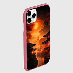 Чехол iPhone 11 Pro матовый Мрачная япония - пейзаж, цвет: 3D-малиновый — фото 2