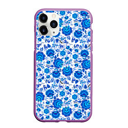 Чехол iPhone 11 Pro матовый Новогодняя гжельская роспись, цвет: 3D-фиолетовый