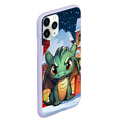 Чехол iPhone 11 Pro матовый Зеленый городской дракон, цвет: 3D-светло-сиреневый — фото 2