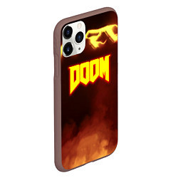 Чехол iPhone 11 Pro матовый Doom storm огненное лого, цвет: 3D-коричневый — фото 2