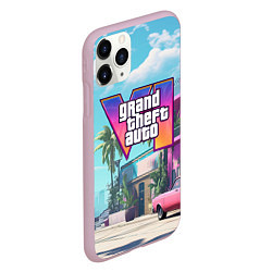 Чехол iPhone 11 Pro матовый GTA 6 Vice city, цвет: 3D-розовый — фото 2