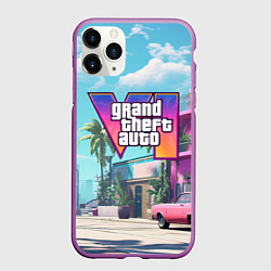 Чехол iPhone 11 Pro матовый GTA 6 Vice city, цвет: 3D-фиолетовый