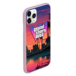 Чехол iPhone 11 Pro матовый GTA 6 лого на фоне заката, цвет: 3D-розовый — фото 2