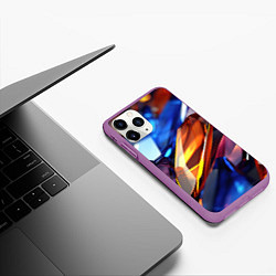 Чехол iPhone 11 Pro матовый Прозрачные блестящие камни, цвет: 3D-фиолетовый — фото 2