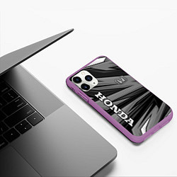 Чехол iPhone 11 Pro матовый Honda - монохромный спортивный, цвет: 3D-фиолетовый — фото 2