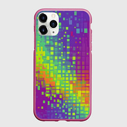 Чехол iPhone 11 Pro матовый Разноцветные пиксели, цвет: 3D-малиновый