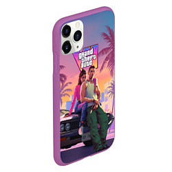 Чехол iPhone 11 Pro матовый Главные герои gta 6, цвет: 3D-фиолетовый — фото 2