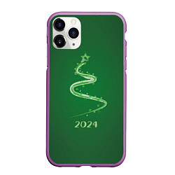 Чехол iPhone 11 Pro матовый Стилизованная елка 2024, цвет: 3D-фиолетовый