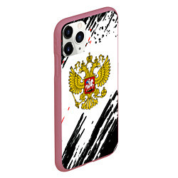 Чехол iPhone 11 Pro матовый Россия герб рф спорт краски, цвет: 3D-малиновый — фото 2