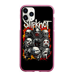 Чехол iPhone 11 Pro матовый Slipknot метал-группа, цвет: 3D-малиновый