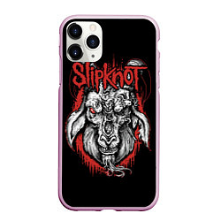 Чехол iPhone 11 Pro матовый Slipknot - козёл, цвет: 3D-розовый