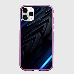 Чехол iPhone 11 Pro матовый Синяя неоновая абстракция, цвет: 3D-фиолетовый