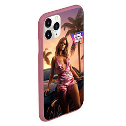 Чехол iPhone 11 Pro матовый GTA 6 girl, цвет: 3D-малиновый — фото 2