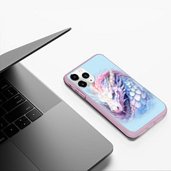 Чехол iPhone 11 Pro матовый Белый волшебный дракон, цвет: 3D-розовый — фото 2