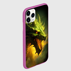 Чехол iPhone 11 Pro матовый Злой зеленый дракон 2024, цвет: 3D-фиолетовый — фото 2