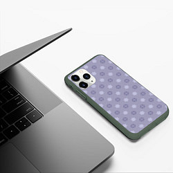 Чехол iPhone 11 Pro матовый Минималистичный фиолетовый орнамент, цвет: 3D-темно-зеленый — фото 2