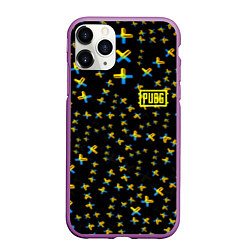 Чехол iPhone 11 Pro матовый PUBG sticker games, цвет: 3D-фиолетовый
