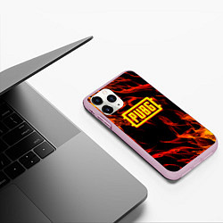 Чехол iPhone 11 Pro матовый Battlegrounds flame, цвет: 3D-розовый — фото 2