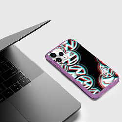 Чехол iPhone 11 Pro матовый Volkswagen glitch pattern, цвет: 3D-фиолетовый — фото 2