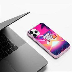 Чехол iPhone 11 Pro матовый GTA6 hot summer Vaporwave, цвет: 3D-розовый — фото 2
