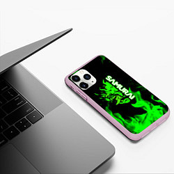 Чехол iPhone 11 Pro матовый Samurai green fire toxic, цвет: 3D-розовый — фото 2