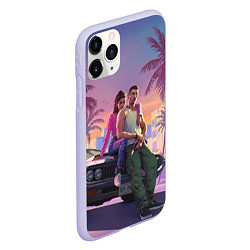 Чехол iPhone 11 Pro матовый GTA 6 Люсия и Джейсен, цвет: 3D-светло-сиреневый — фото 2